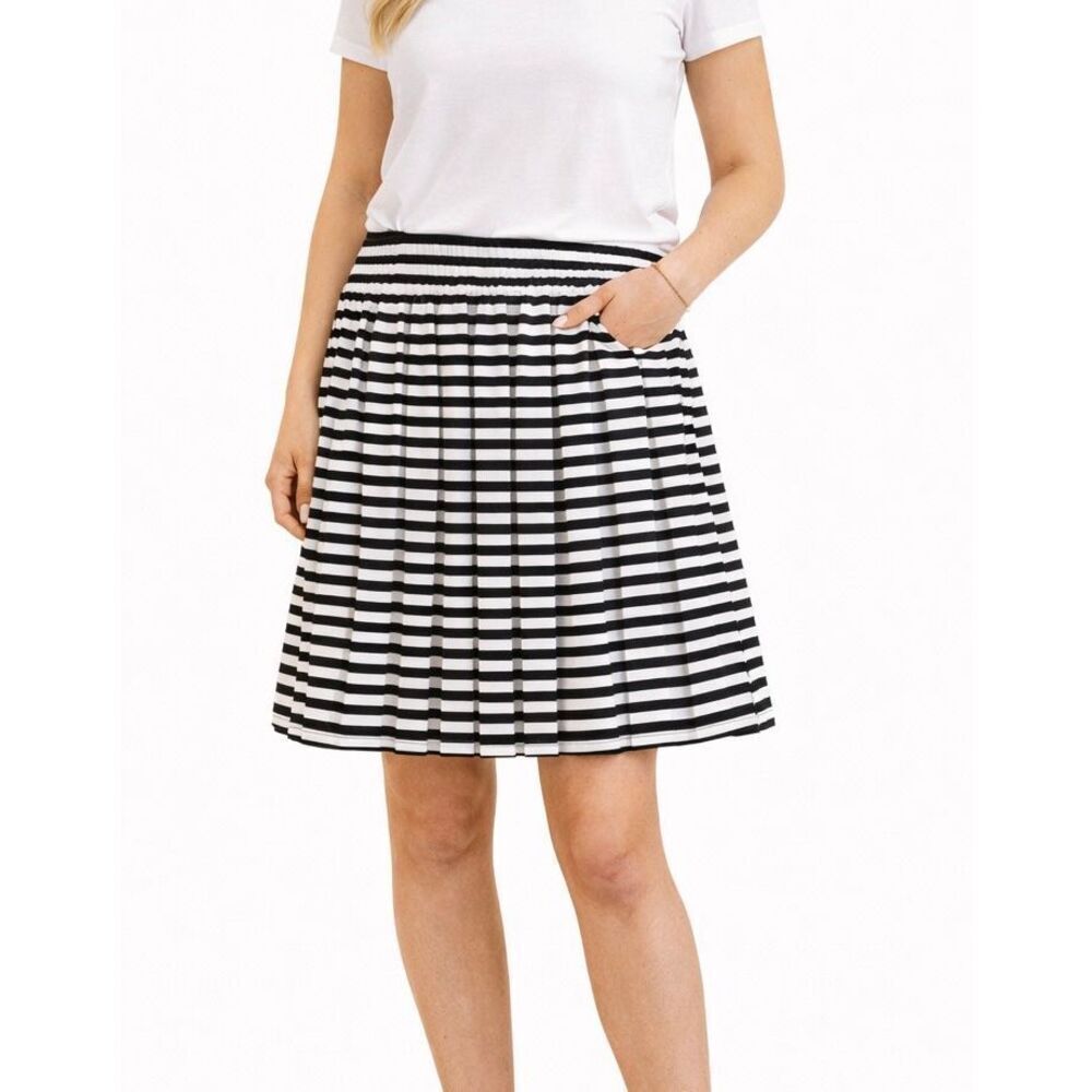 Courage B black and white stripe aline skirt small